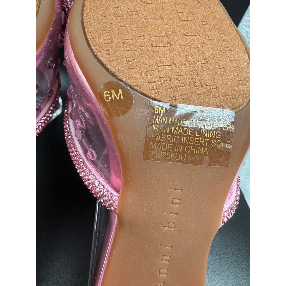 Gianni Bini Pink Rhinestone Bow Mules Pointed Toe Kitten Heel Slides 6M - Picture 6 of 9